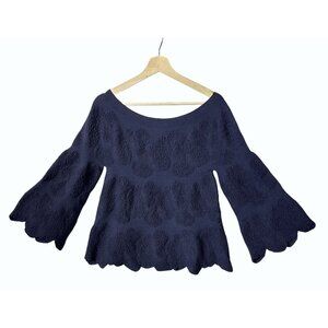 D. Exterior‎ Made In Italy Scallop Trim Jacquard Small Black Tunic Whimsigoth
